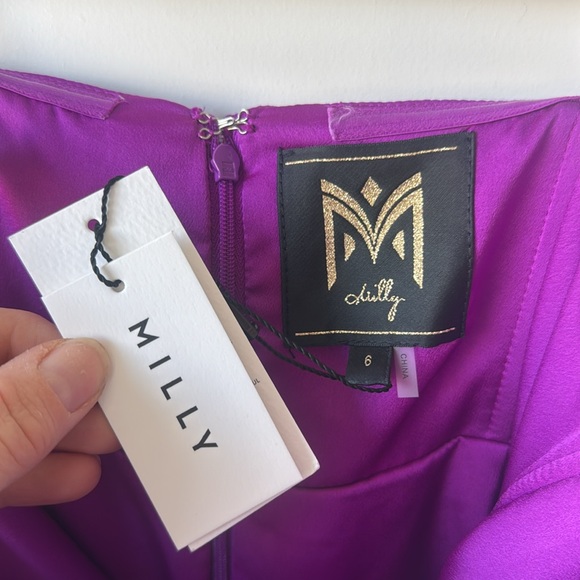 $495 FUCHSIA Milly Nuoir Metallic Fringe Dress - Picture 3 of 6